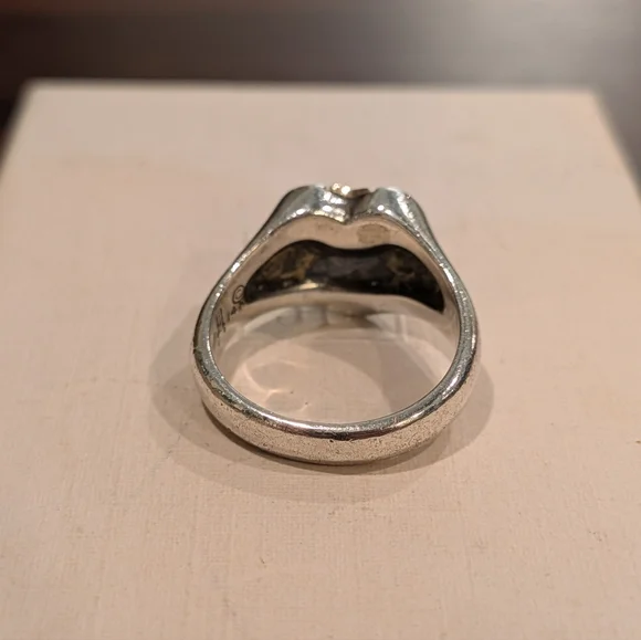 RETIRED James Avery Sterling Silver 14k Gold Heart Cross Ring Size 5.5 - Picture 5 of 8